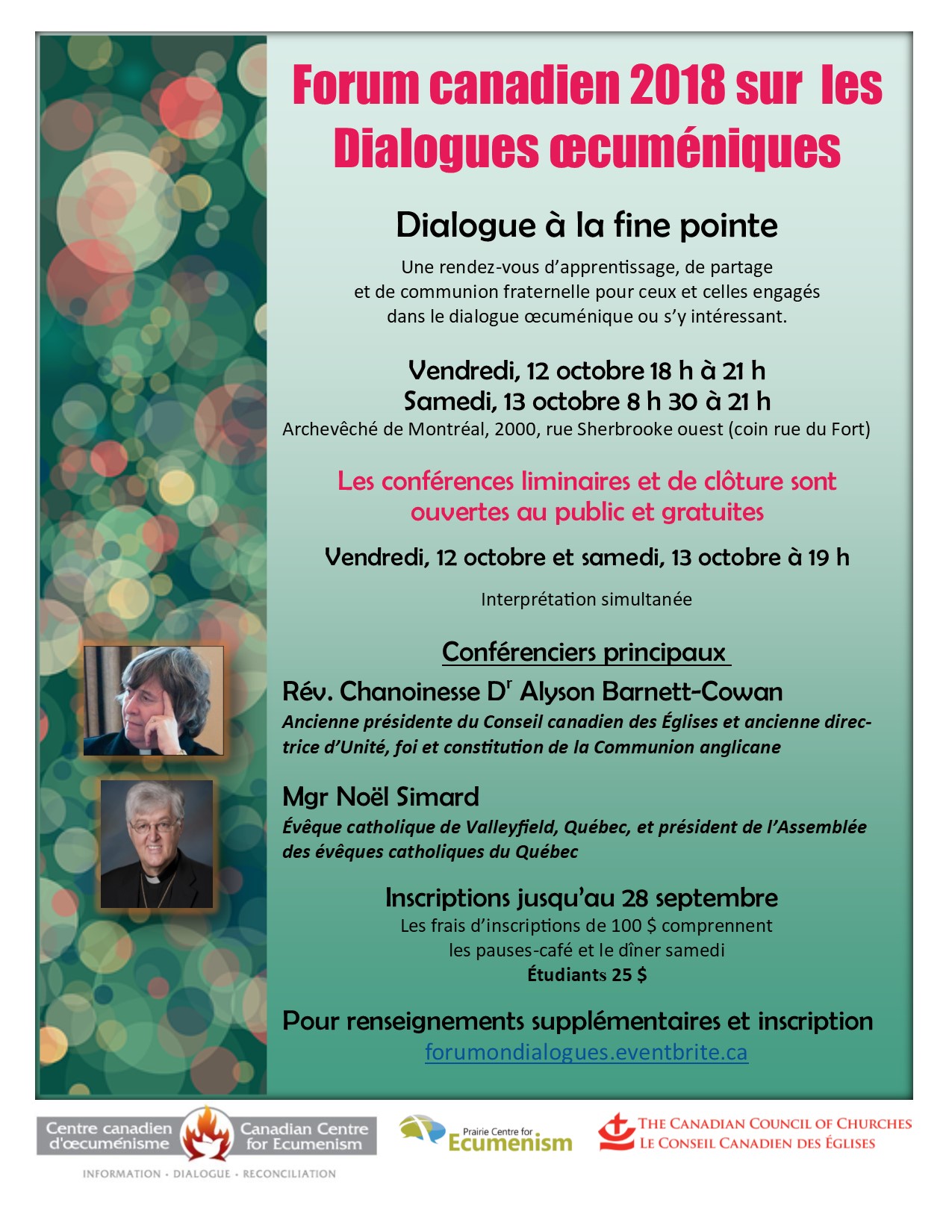 Dialogue à la fine pointe : 7e Forum canadien sur les Dialogues oecuméniques - Octobre 2018